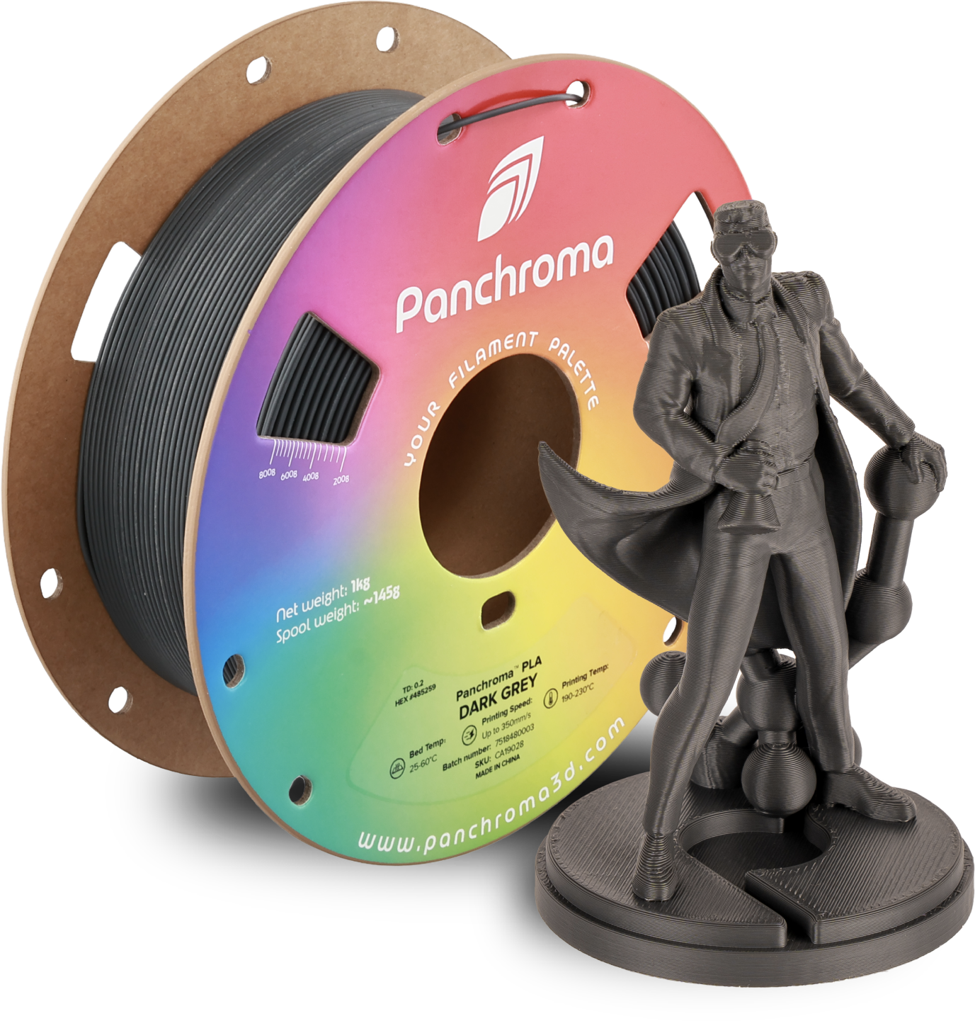 Polymaker  Panchroma™ PLA Dark Grey, 1,75 mm / 1000 g    High-Speed Filament in Dark Grey