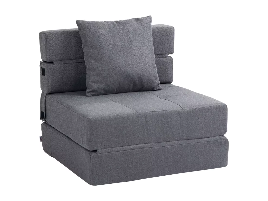 Chauffeuse canapé-lit convertible 1 place - coussin déhoussable inclus - tissu gris