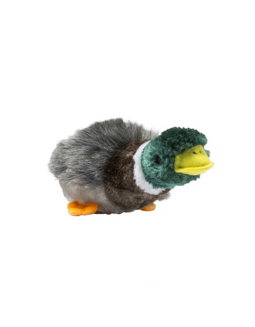 Adori Jachteend Pluche Met Pieper - Hondenspeelgoed - 34x14x14 cm Groen Bruin Grijs