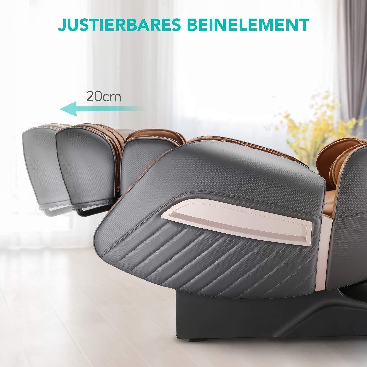 NAIPO Massagesessel Shiatsu Zero-Gravity Massagestuhl Wärmetherapie 3D Surround-Sound USB Braun