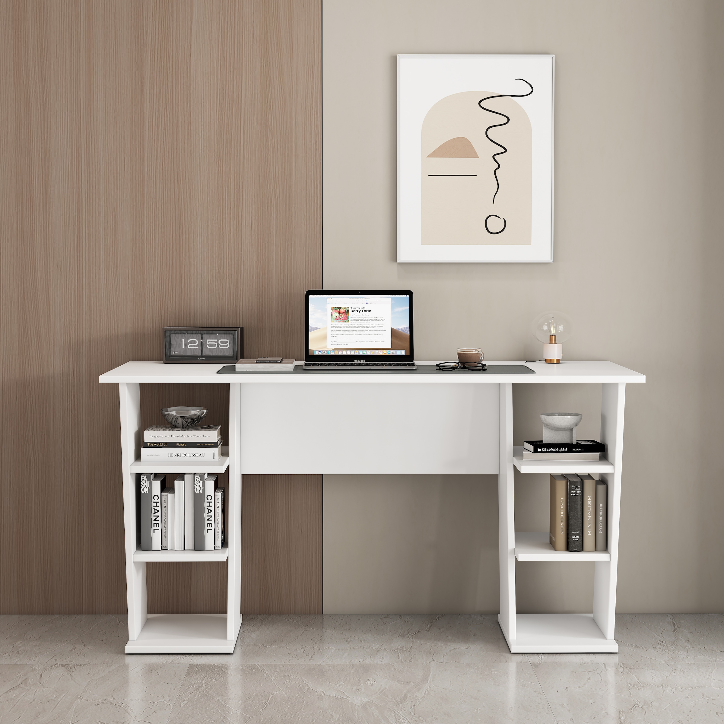 GOODproduct Schreibtisch »Ezzell« Set,  Regalschreibtisch mit Ablagen, modernes Design, Breite 137 cm