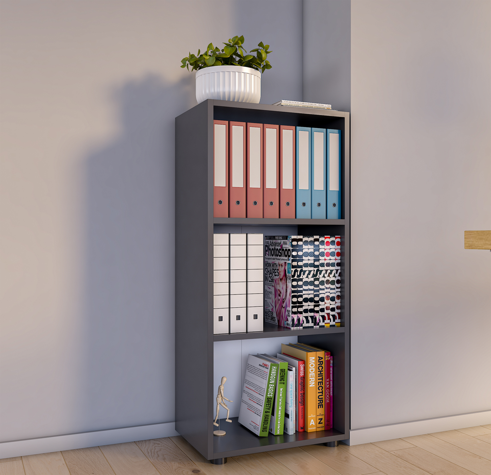 Regal ULAS - anthrazit - 2 Fächer - 49 cm