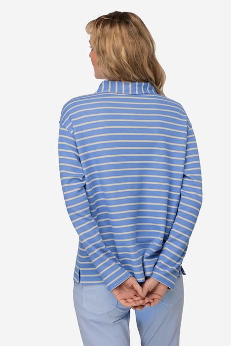 Sweatshirt, Ringel, Polokragen, Langarm