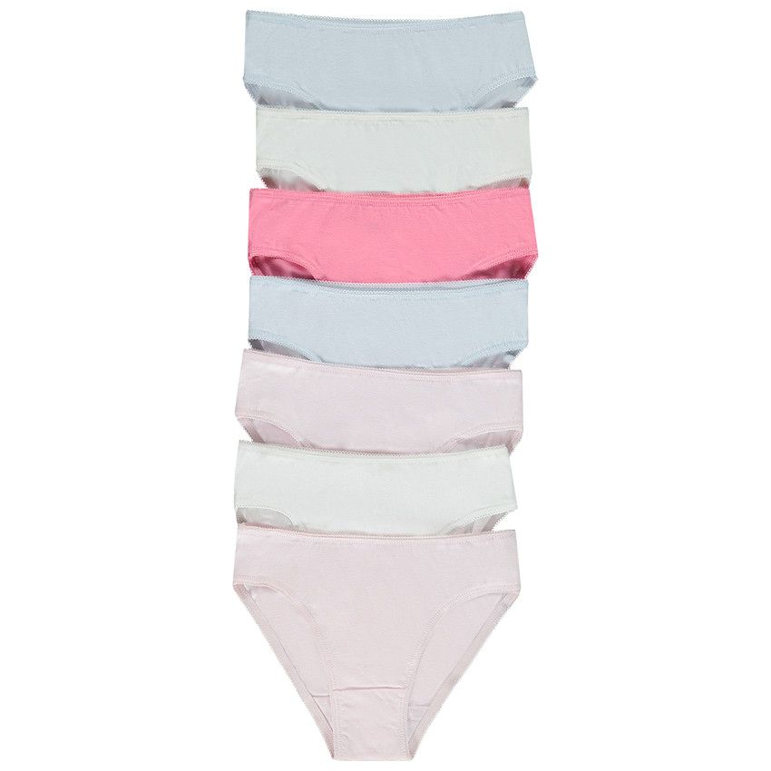 Lot de 7 culottes en jersey uni pour fille - Ecru