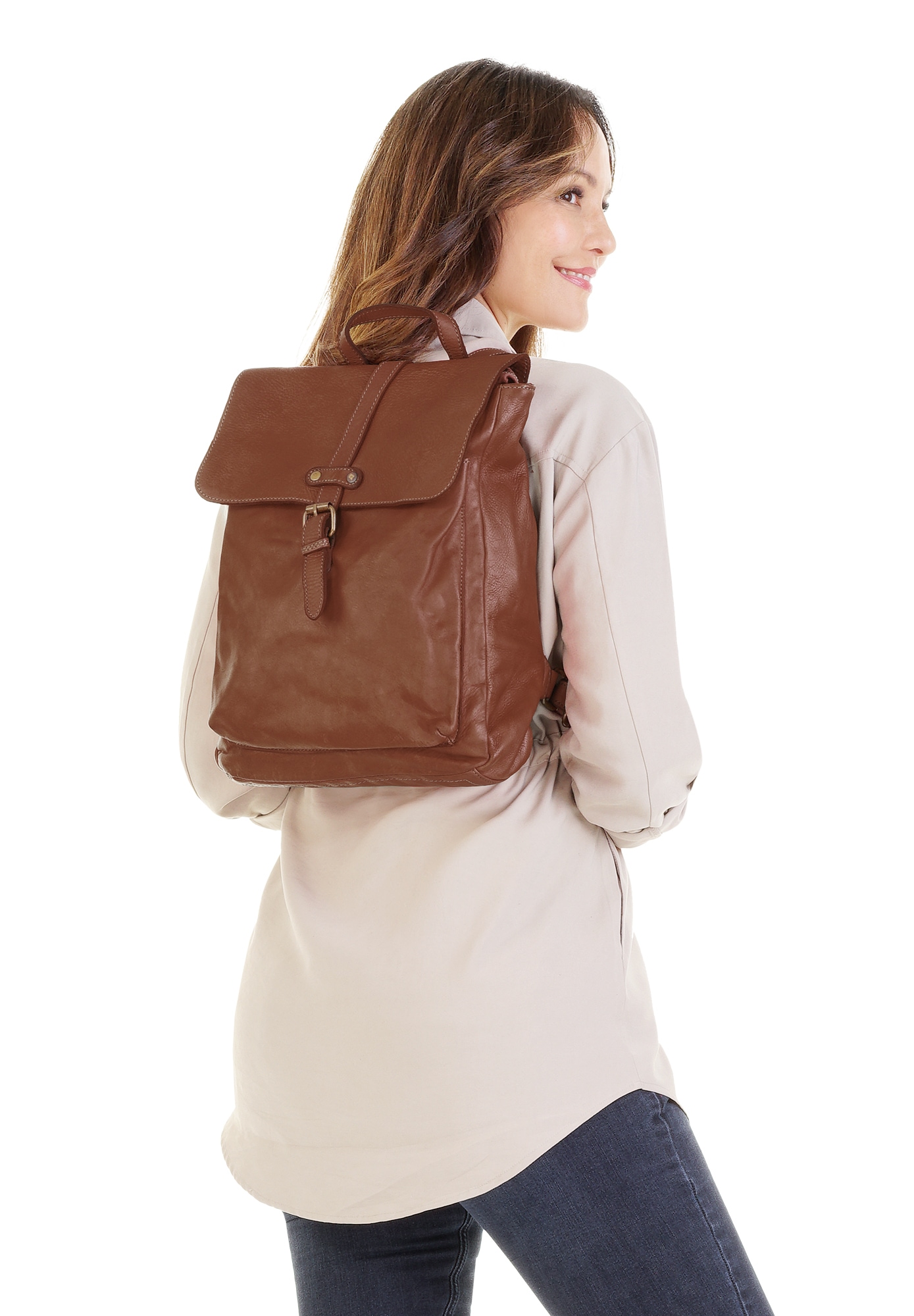 Samantha Look Cityrucksack Echt Leder, Made in Italy