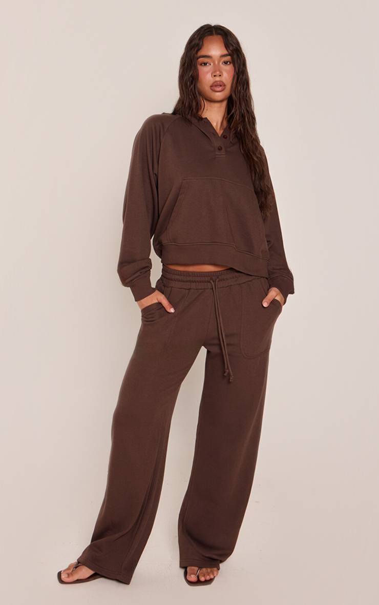 Chocolat Sweat À Casynthétiqueche Léger Col Henley En Molleton Bouclette