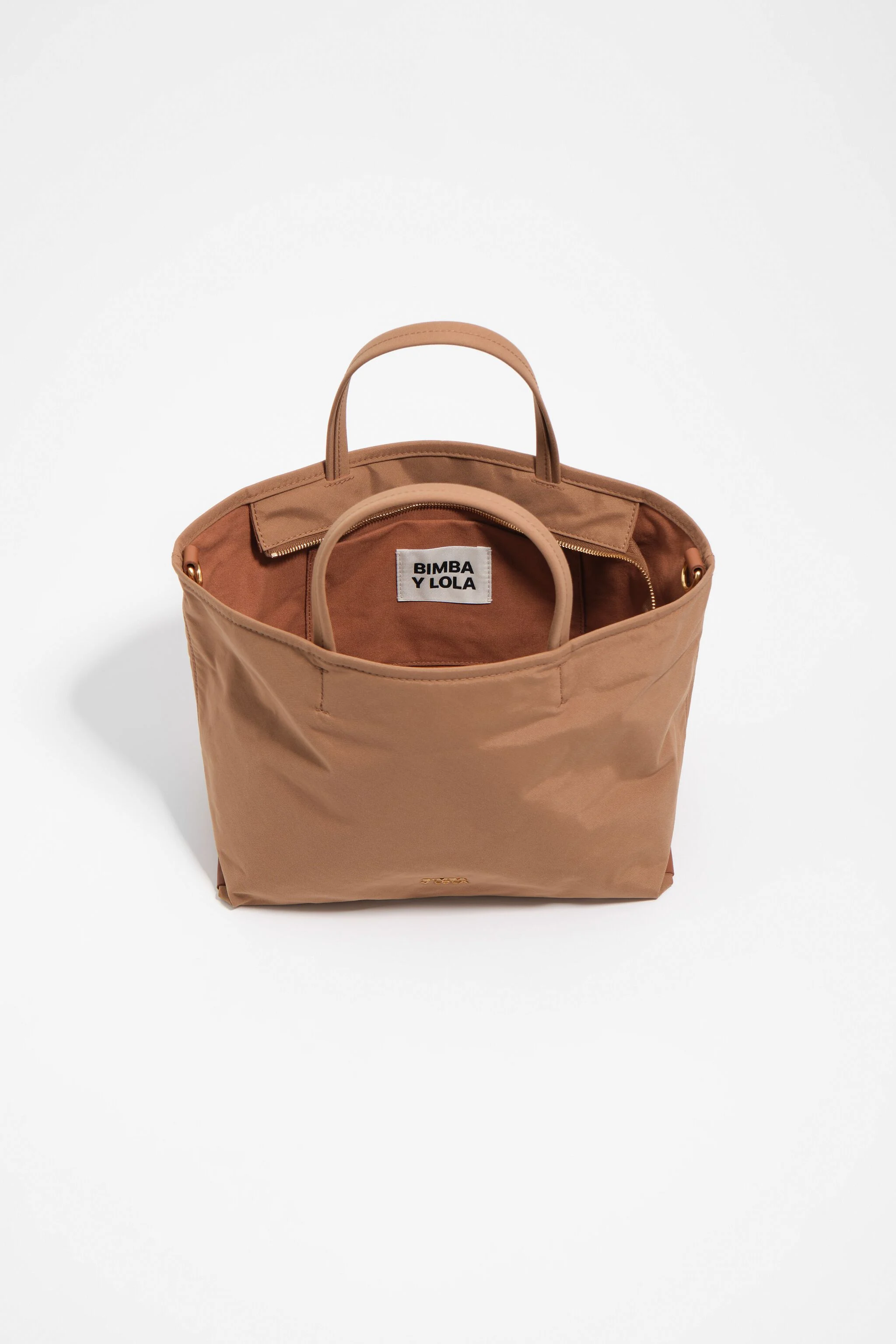 Sacola de compras média em gabardine cor nogueira