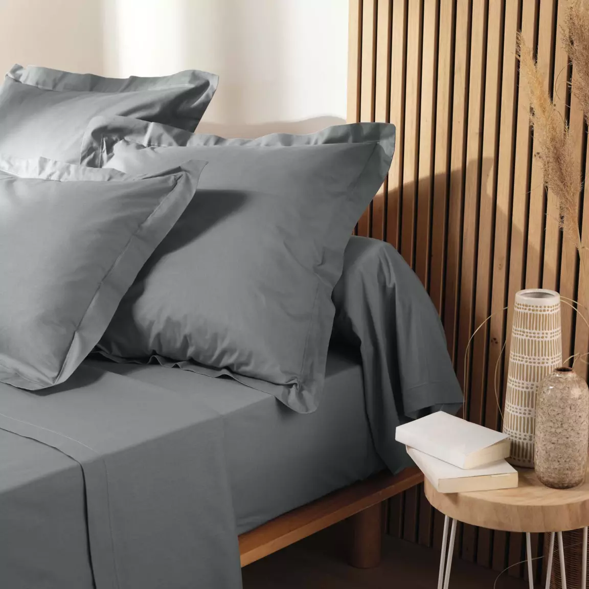 Drap housse coton bio (90 x 190 cm) Biolina Gris