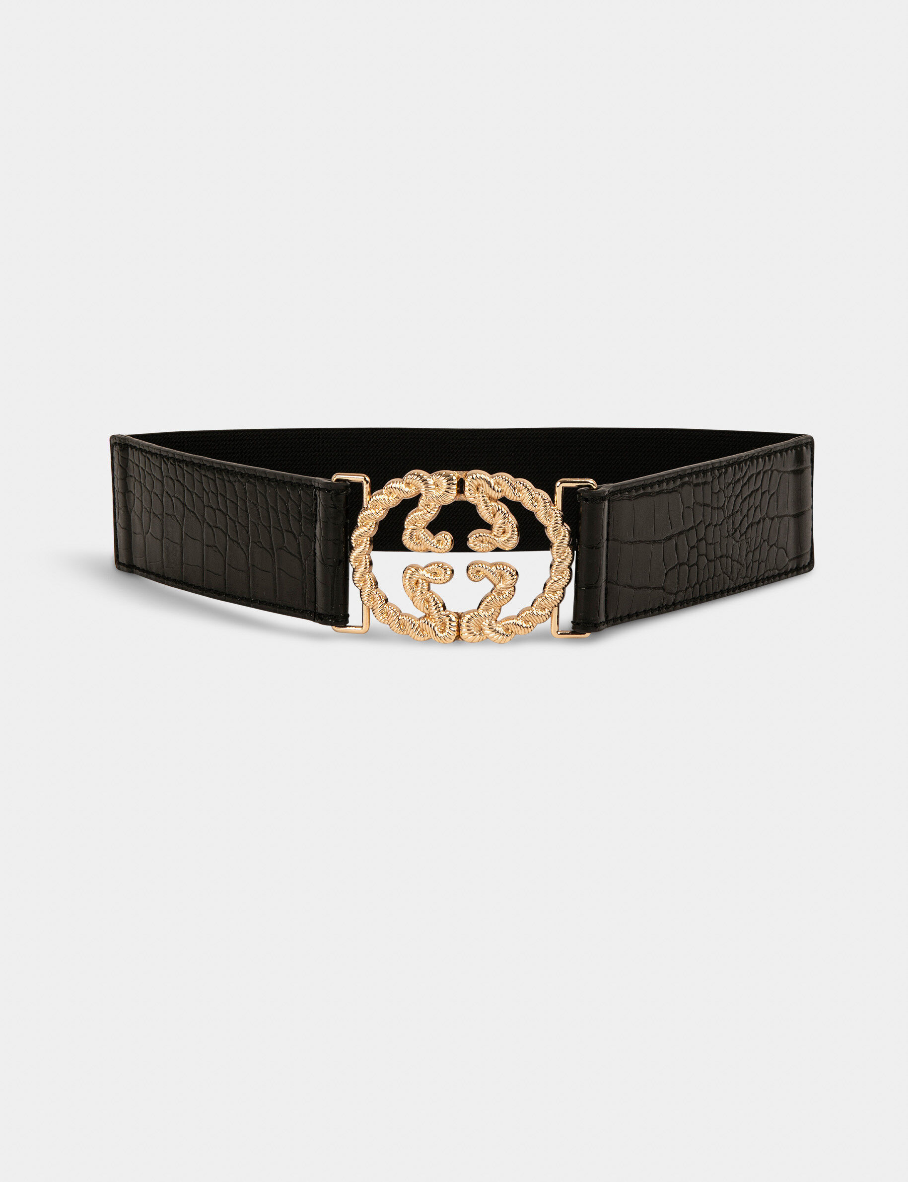Ceinture élastiquée avec boucle noeud noir femme - noir