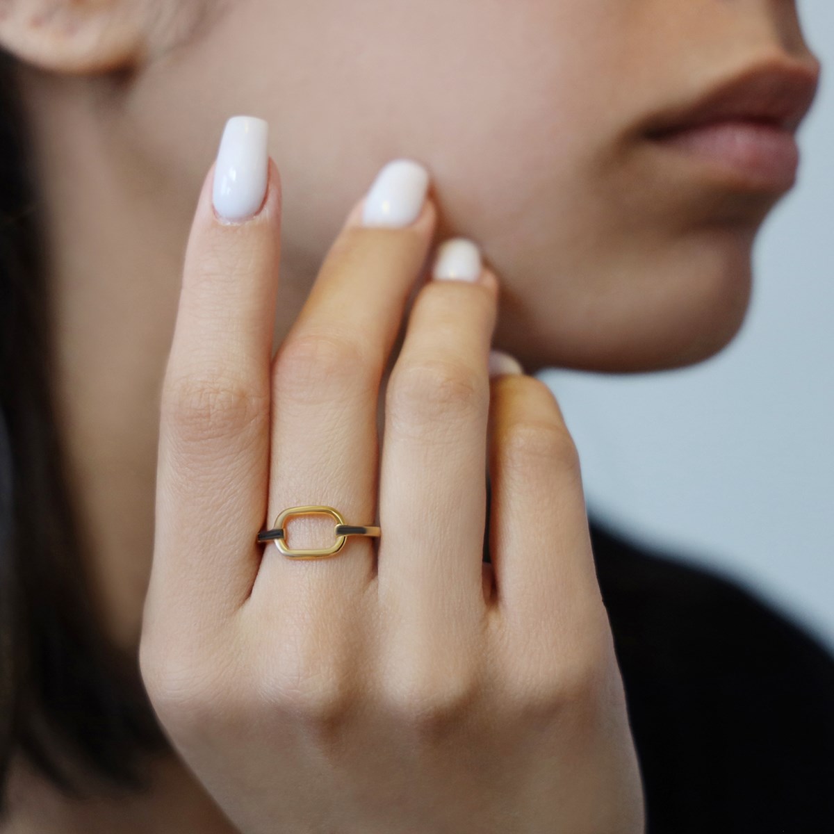 Bague Argent Doré Simple Olga Zirconiums Noir