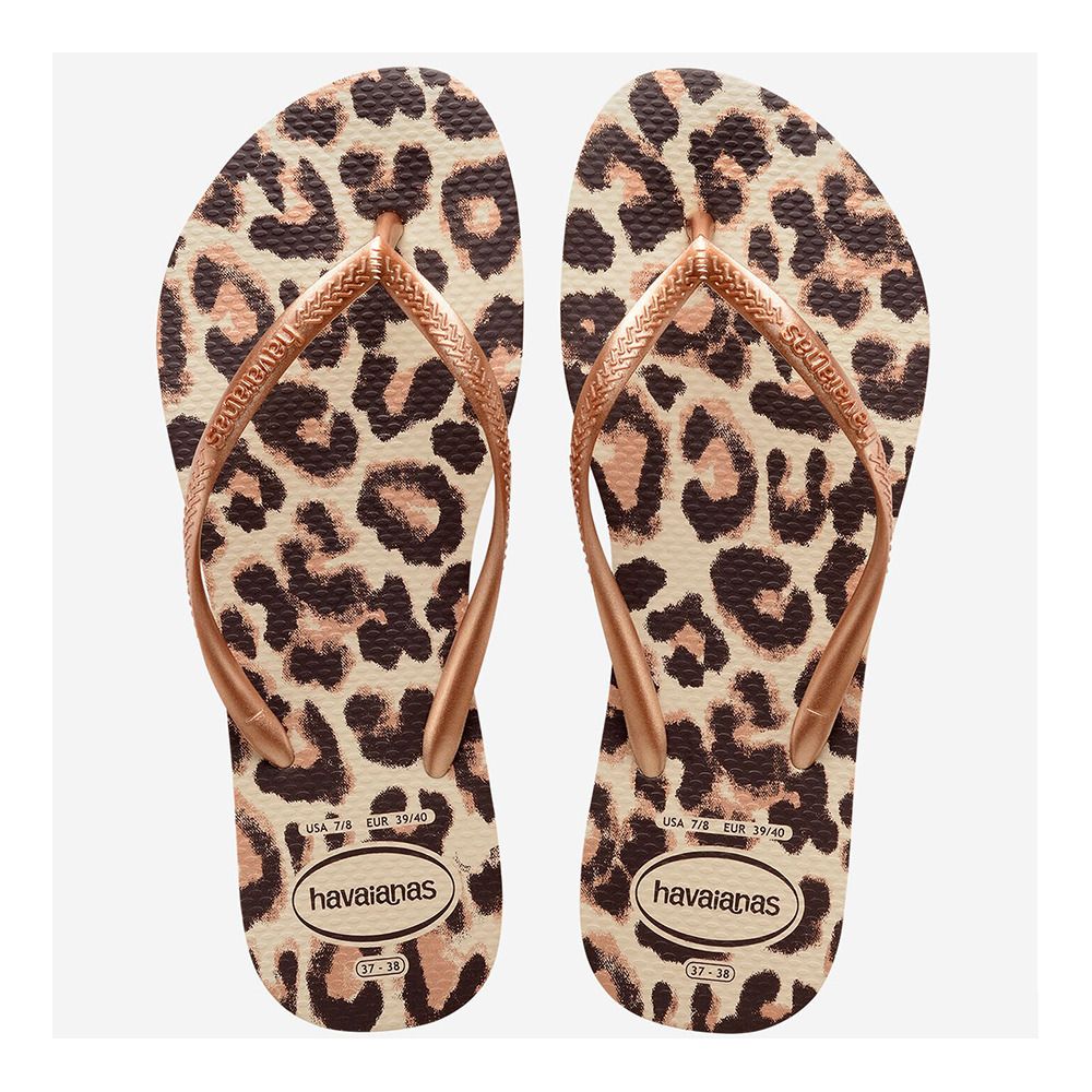 Havaianas SLIM ANIMALS - Tongs Femme beige/rose gold/dark brown