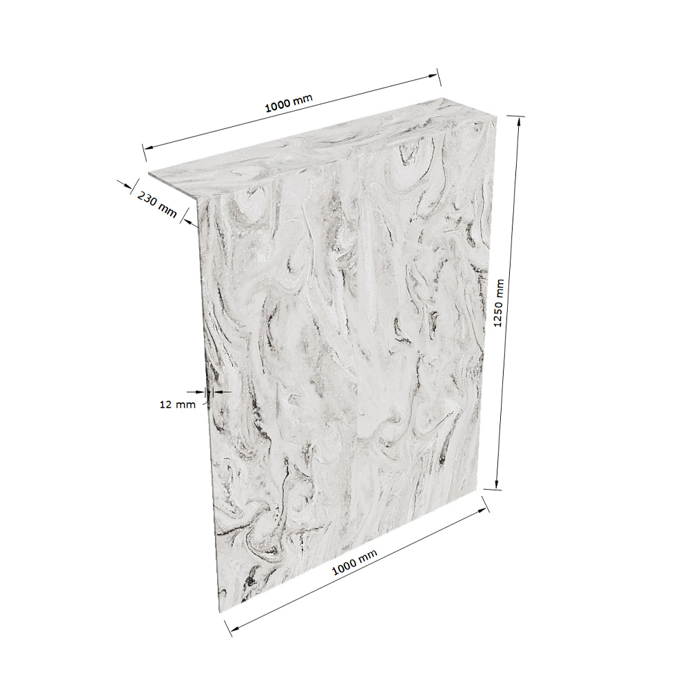 Mondiaz Hope toiletplaat solid surface 100x125cm glace niet voorgeboord