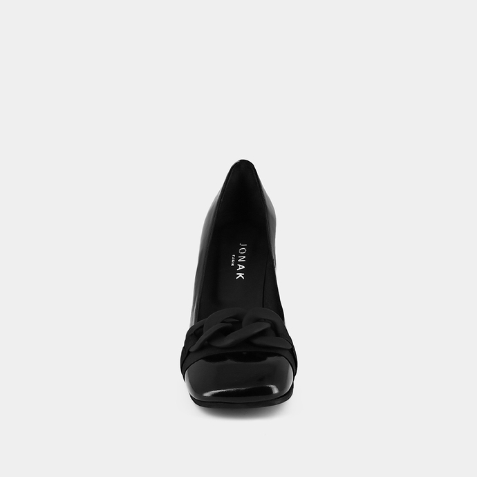 Escarpins à nœuds  en vernis plissé noir