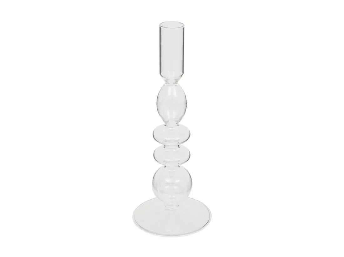 Bougeoir Chandelier en verre transparent D 9 x H 22 cm