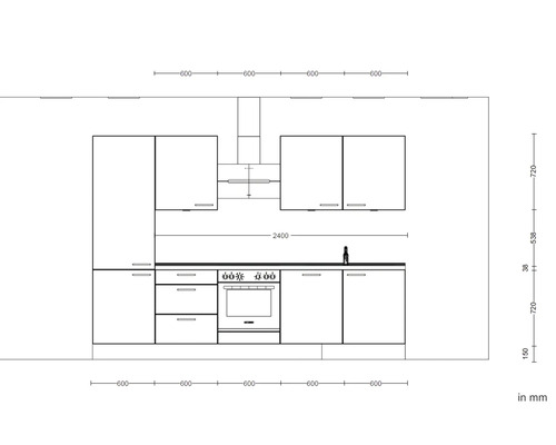 NOBILIA Keukenblok met apparatuur, modern, 300 cm, hoogglans alpinewit, voorgemonteerd, linkeruitvoering, 4004539008670