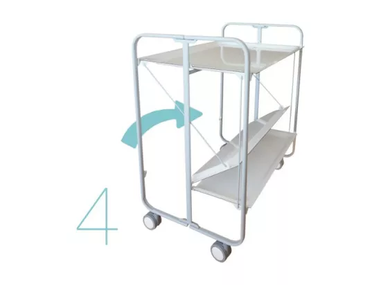 Chariot pliant à roulettes - Structure métallique grise, 2 niveaux en stratifié couleur Hêtre - 72*66*43 cm - BAUHAUS