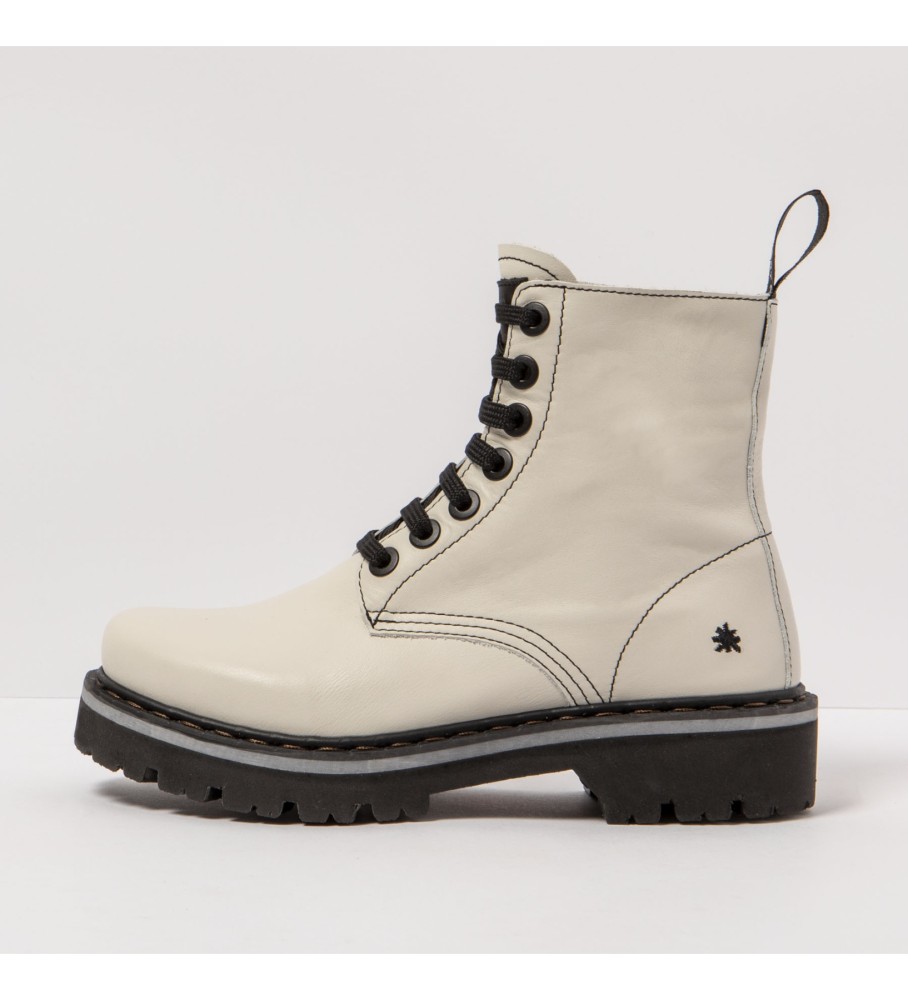 Botas de tornozelo Art White em couro.
