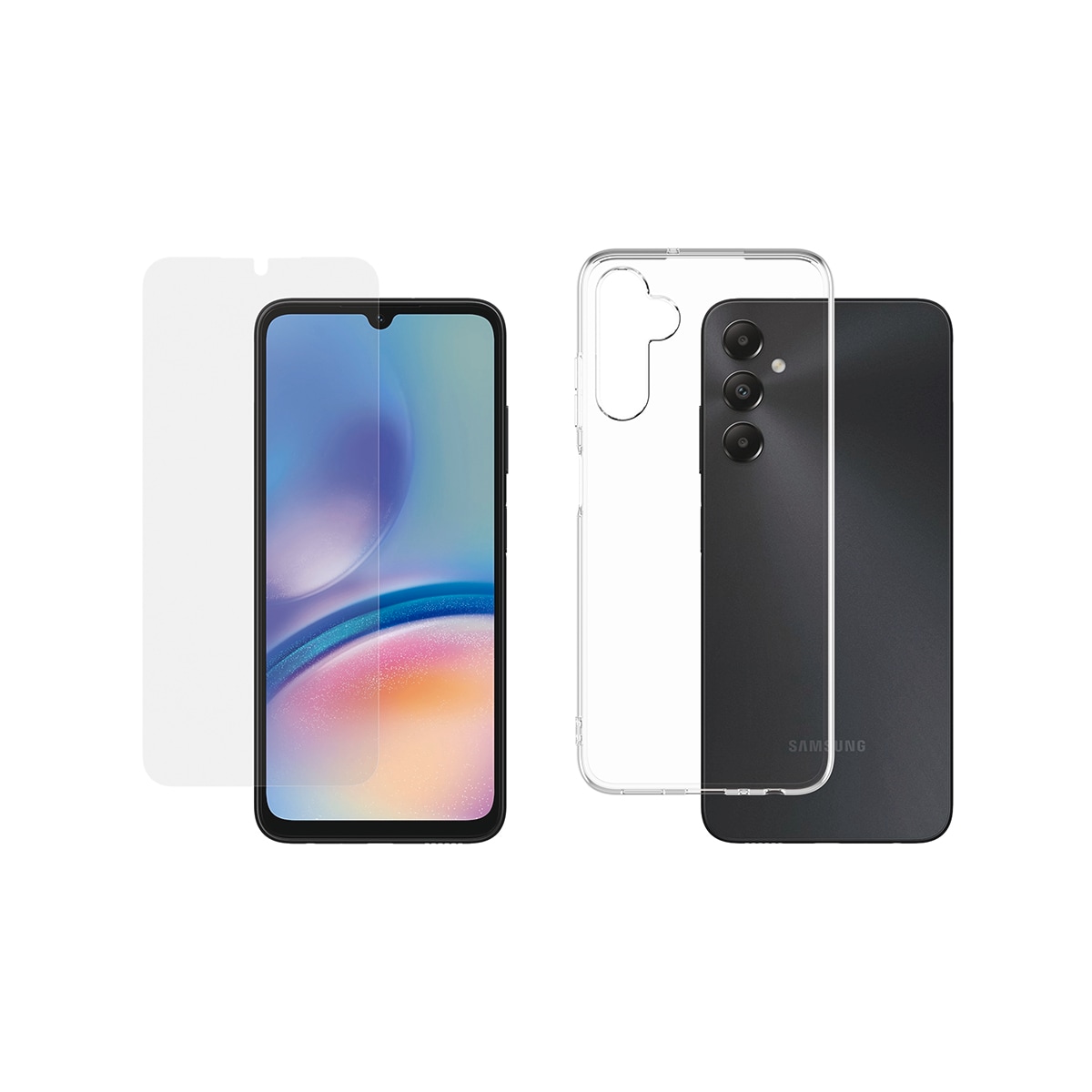 CARE by PanzerGlass USB-Ladegerät »StartKit - alles drin - Screen Protector, Case & Charger« Set, 20W Ladegerät, Displayschutzglas, TPU-Schutzhülle, 3 Stk. tlg. 3-in-1 Bundle für Samsung Galaxy A05s