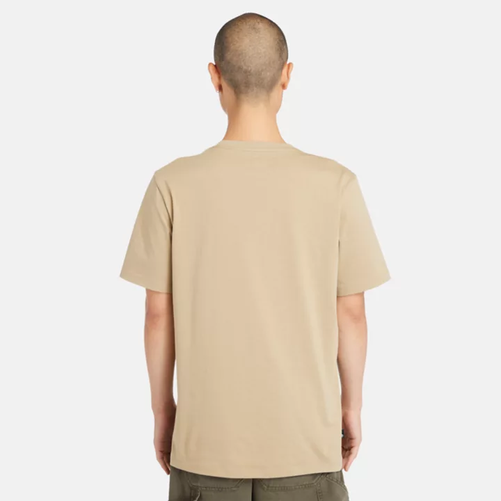T-shirt à logo linéaire pour homme en beige