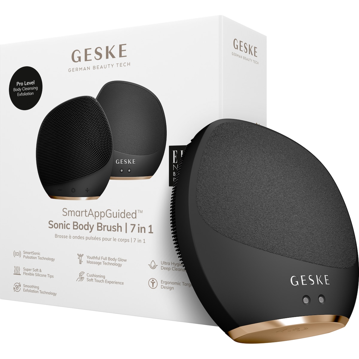 Geske Sonic Body Cleansing eksfolierende børste GK000706GY01 (sort)
