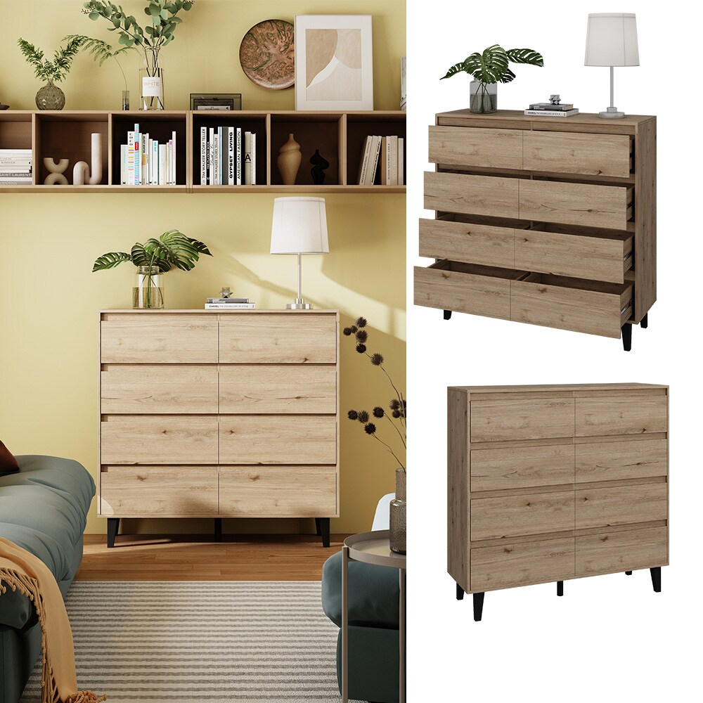 Vicco Sideboard Bahia Eiche 120 x 117 cm mit 8 Schubladen