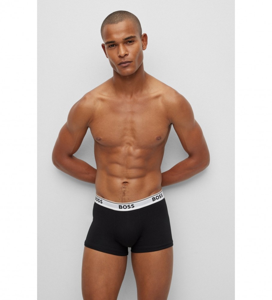 Pacote com 3 cuecas boxer pretas da BOSS