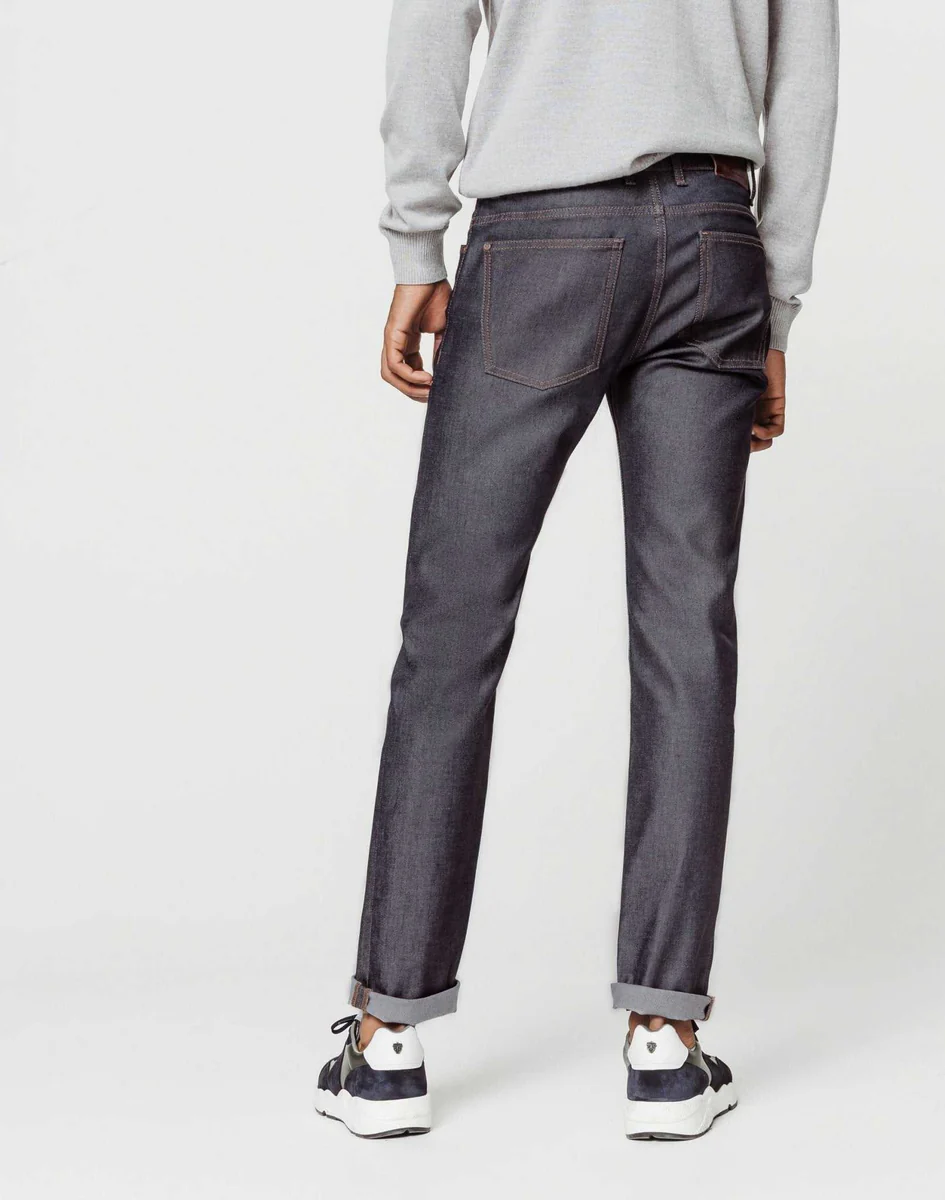 Jean slim enduit bleu gris