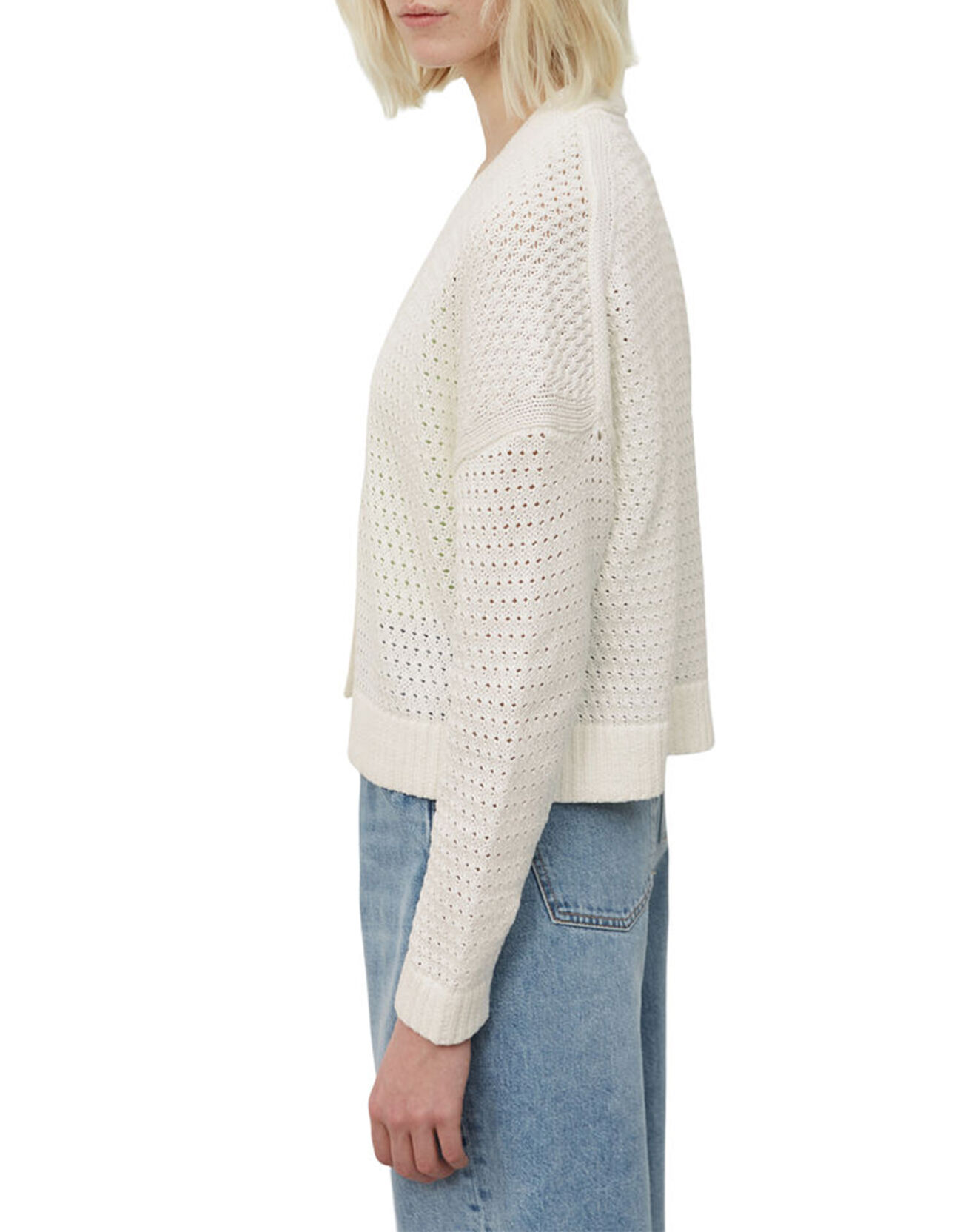 Marc O'Polo Gilet Tube Maille Ajourée blanc