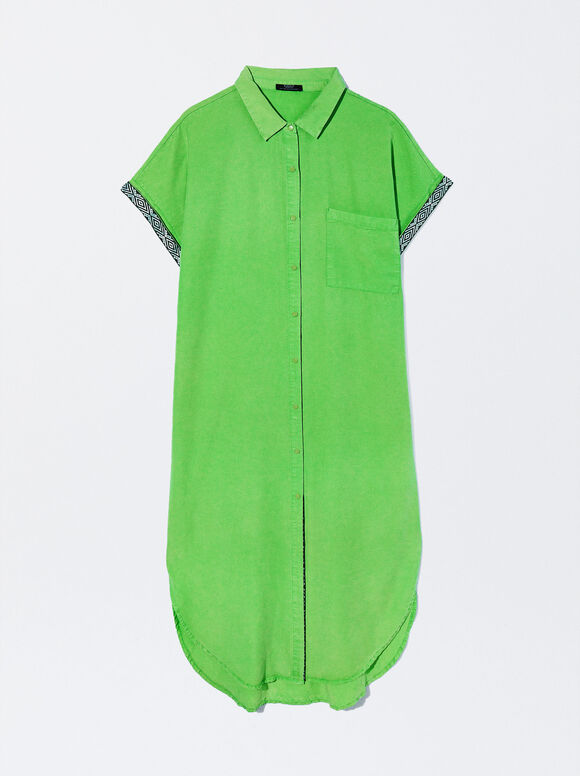 Vestido camisa em lyocell - Verde