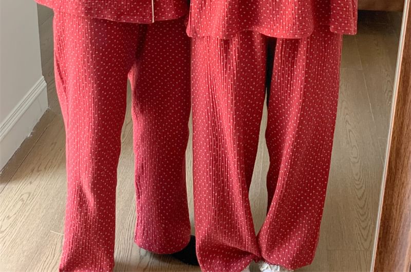 Sadelle - Koppel bijpassende pyjamatop / jurk / set met lange mouwen en stippen