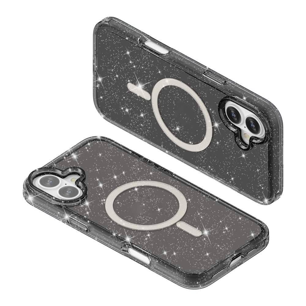 iPhone 17 MagSafe Hybrid Hardcase Schutzhülle im Glitzer Design - Schwarz / Transparent