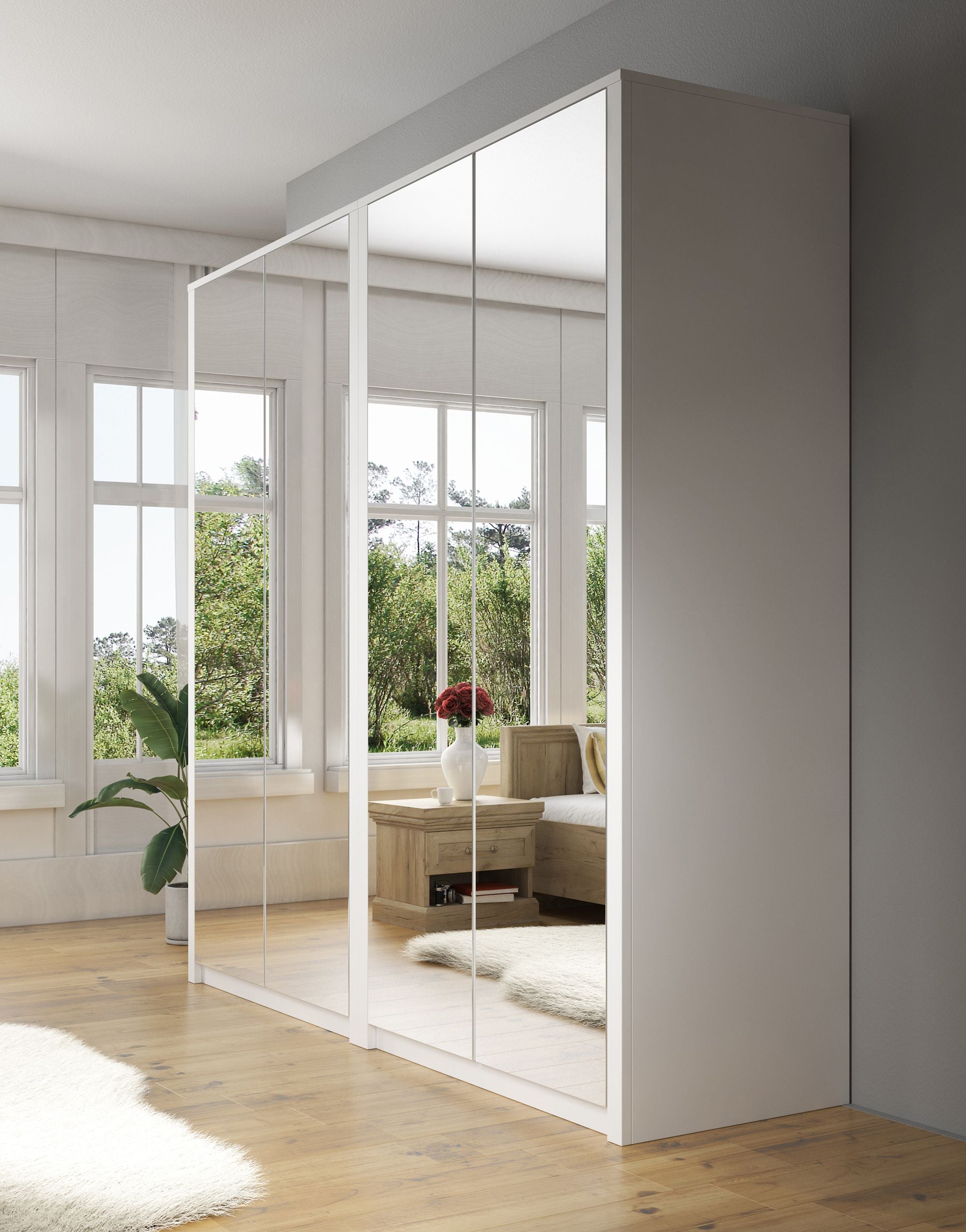 Malibu - Kledingkast 4-deurs - Wit - 227x53x197 cm