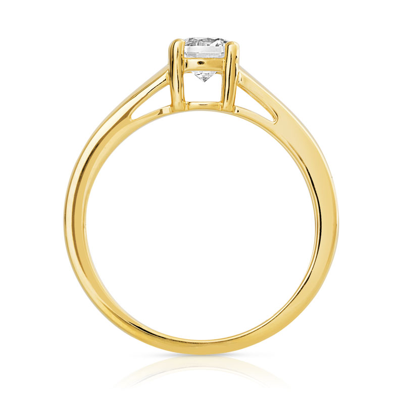 Bague solitaire or 750 jaune diamant 50/100e de carat