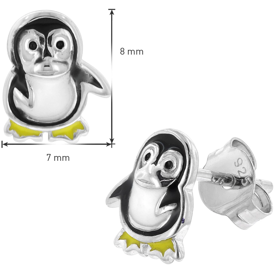 trendor Kinder Ohrringe Silber 925 Pinguin Ohrstecker silver