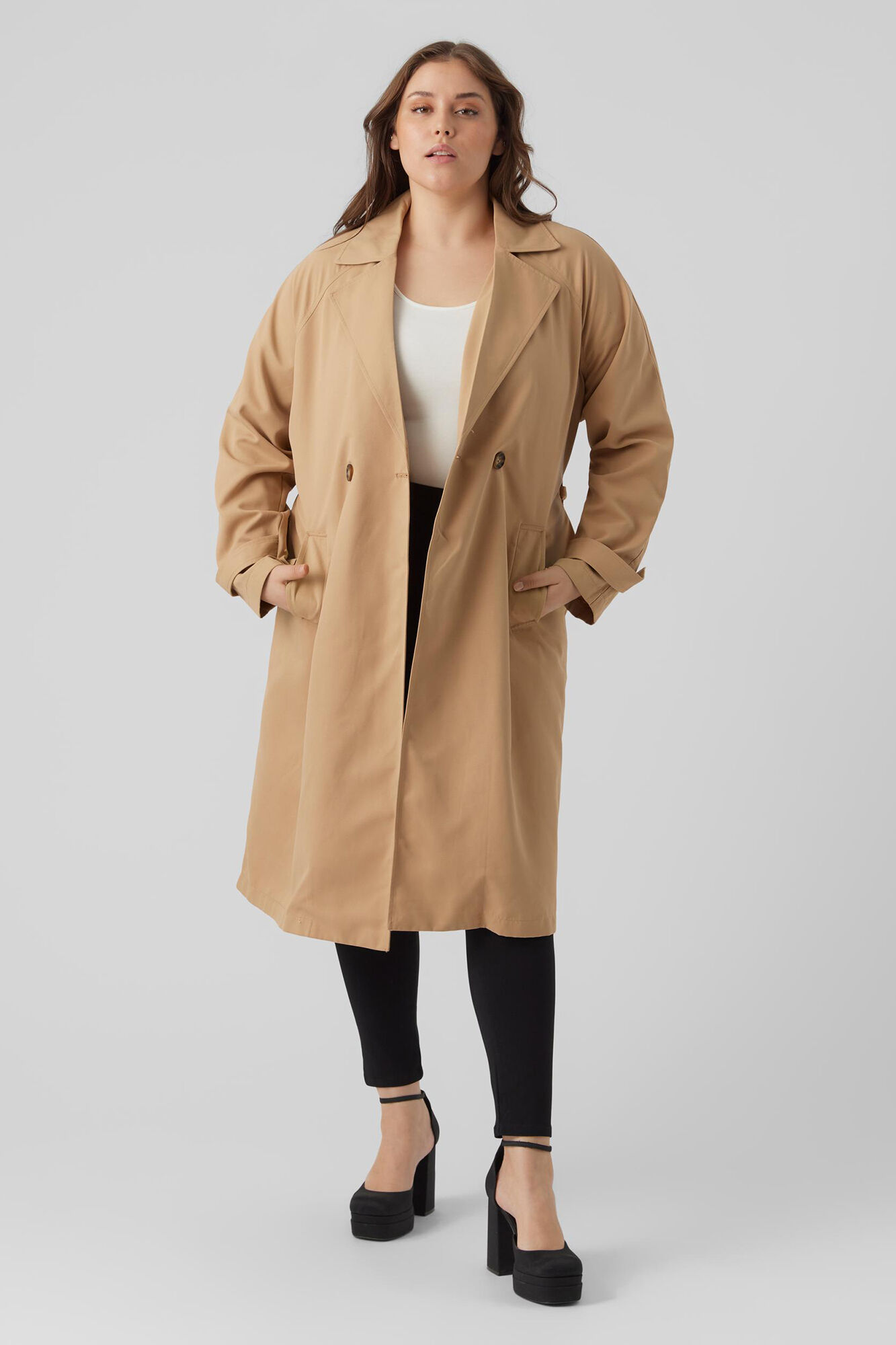 Gabardina larga Curve - Marrón