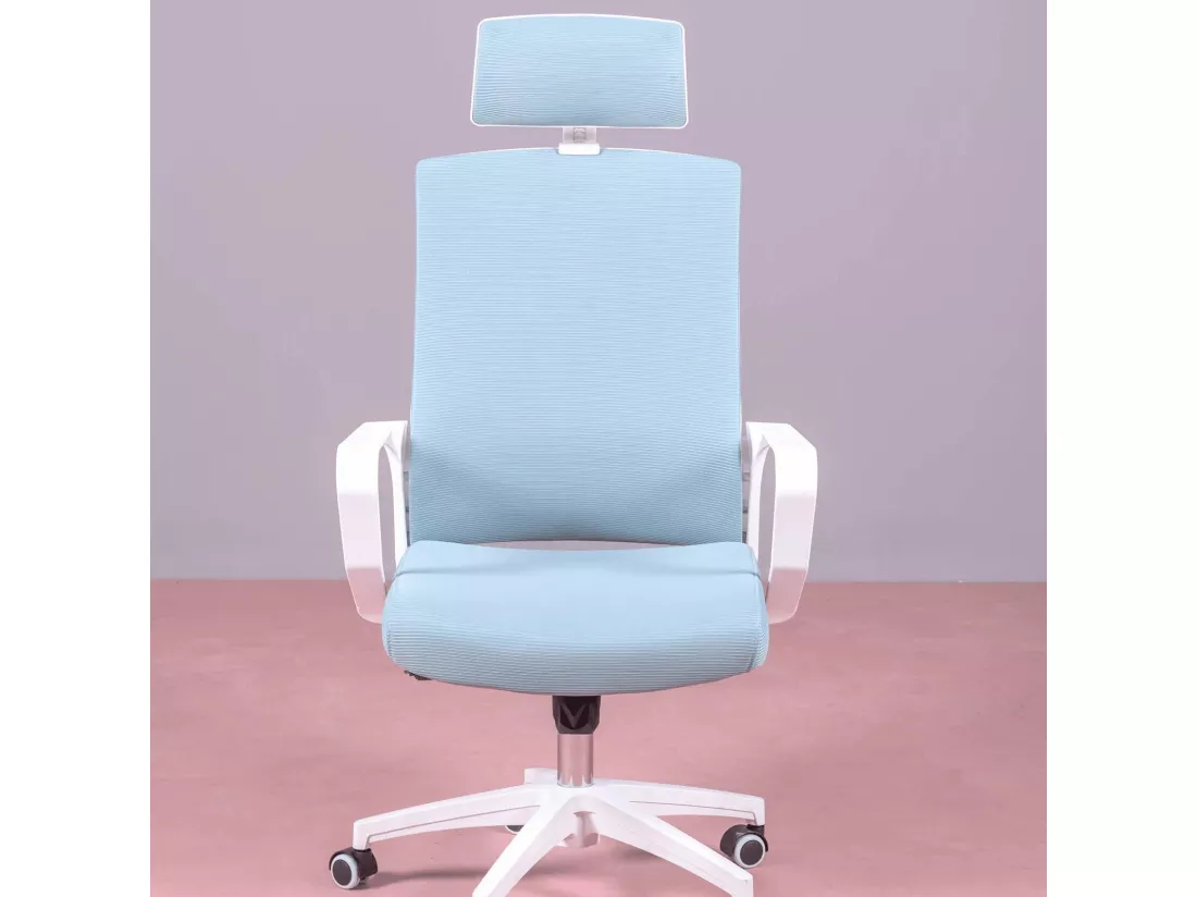 Chaise de bureau ergonomique en mesh respirante et appui-tête réglable - Mesh - Bleu