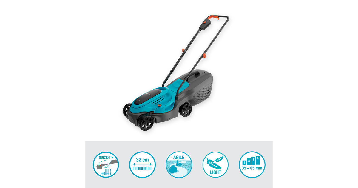GARDENAGrasmaaier EasyMax 32/18V  (Turquoise/grijs, 1x systeemaccu P4A PBA 18V/72, 1x snellader P4A AL 1830 CV inbegrepen)