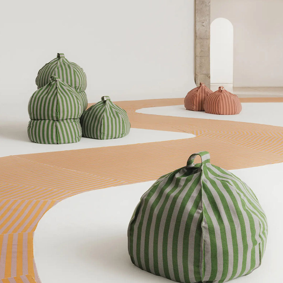 Nobodinoz zitzak rond vibes - green blue stripes
