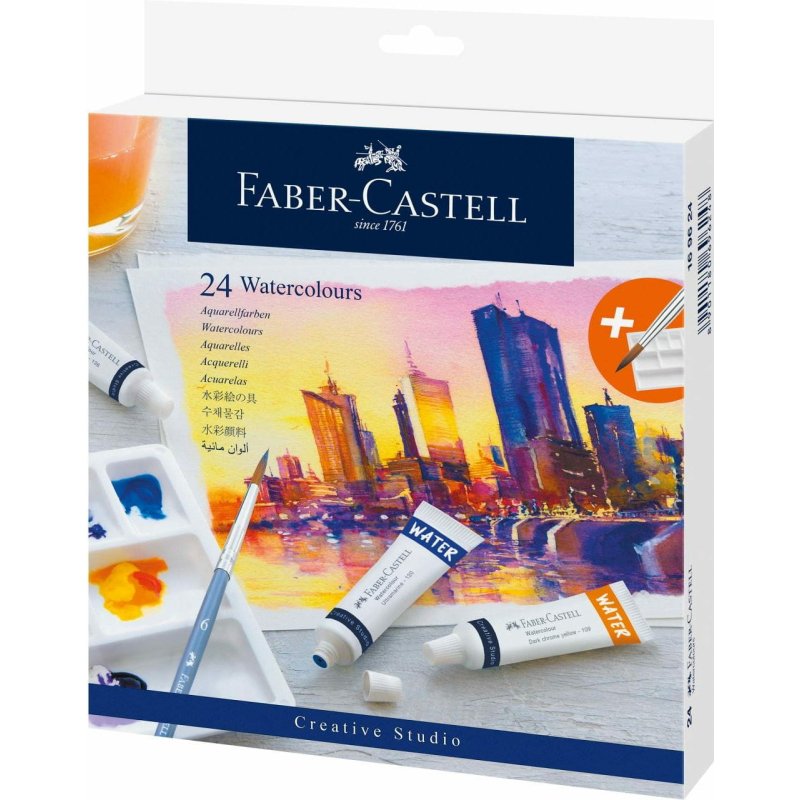 Peinture aquarelle faber castell boite de 24