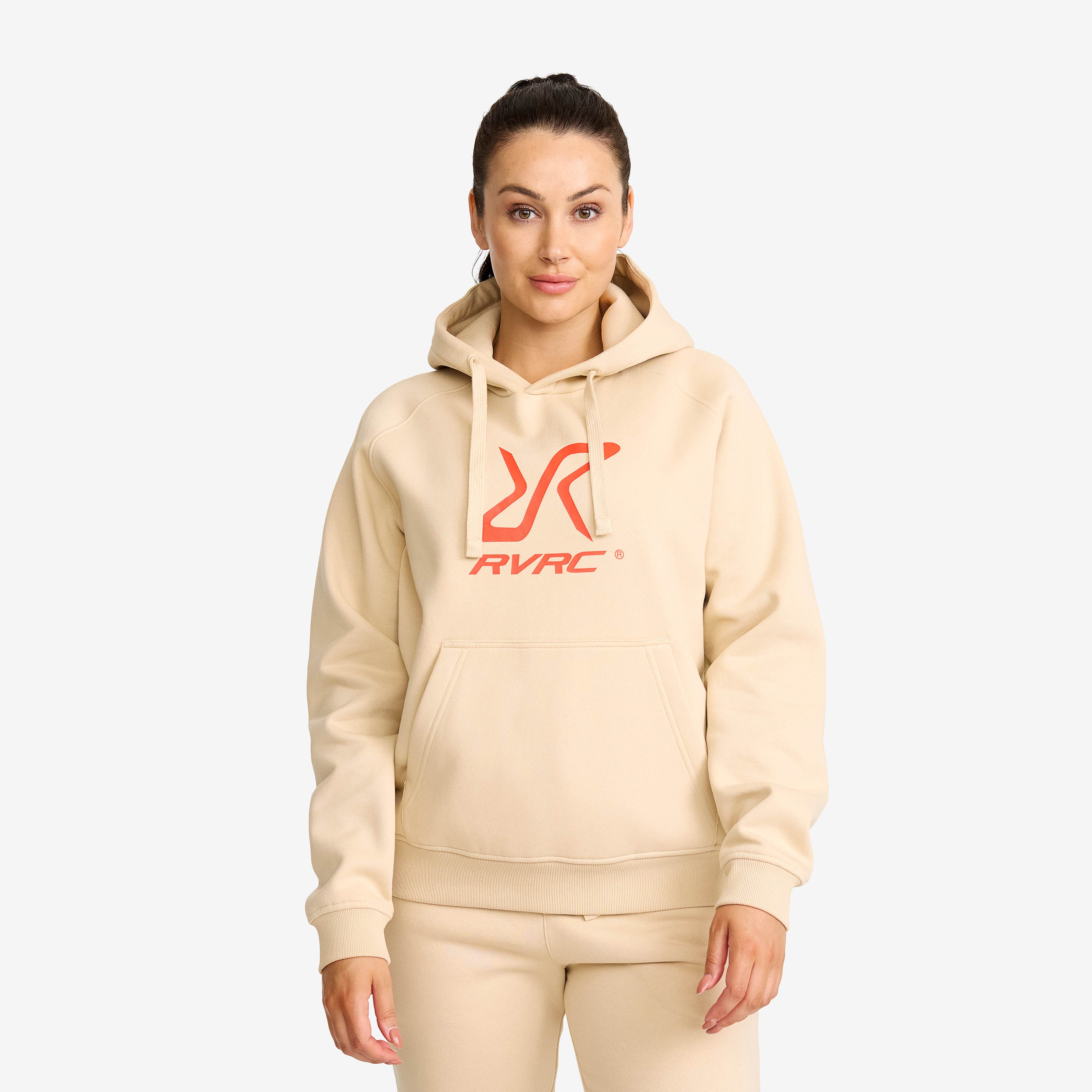 RVRC Hoodie Dame Oatmeal/Aurora Red
