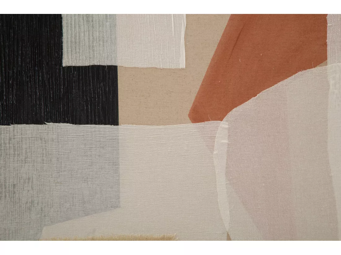 Tableau Toile sur Bois - Design Abstrait avec Applications - Modèle Redy -A- 80x2,8x100 cm - Décoration Murale Moderne