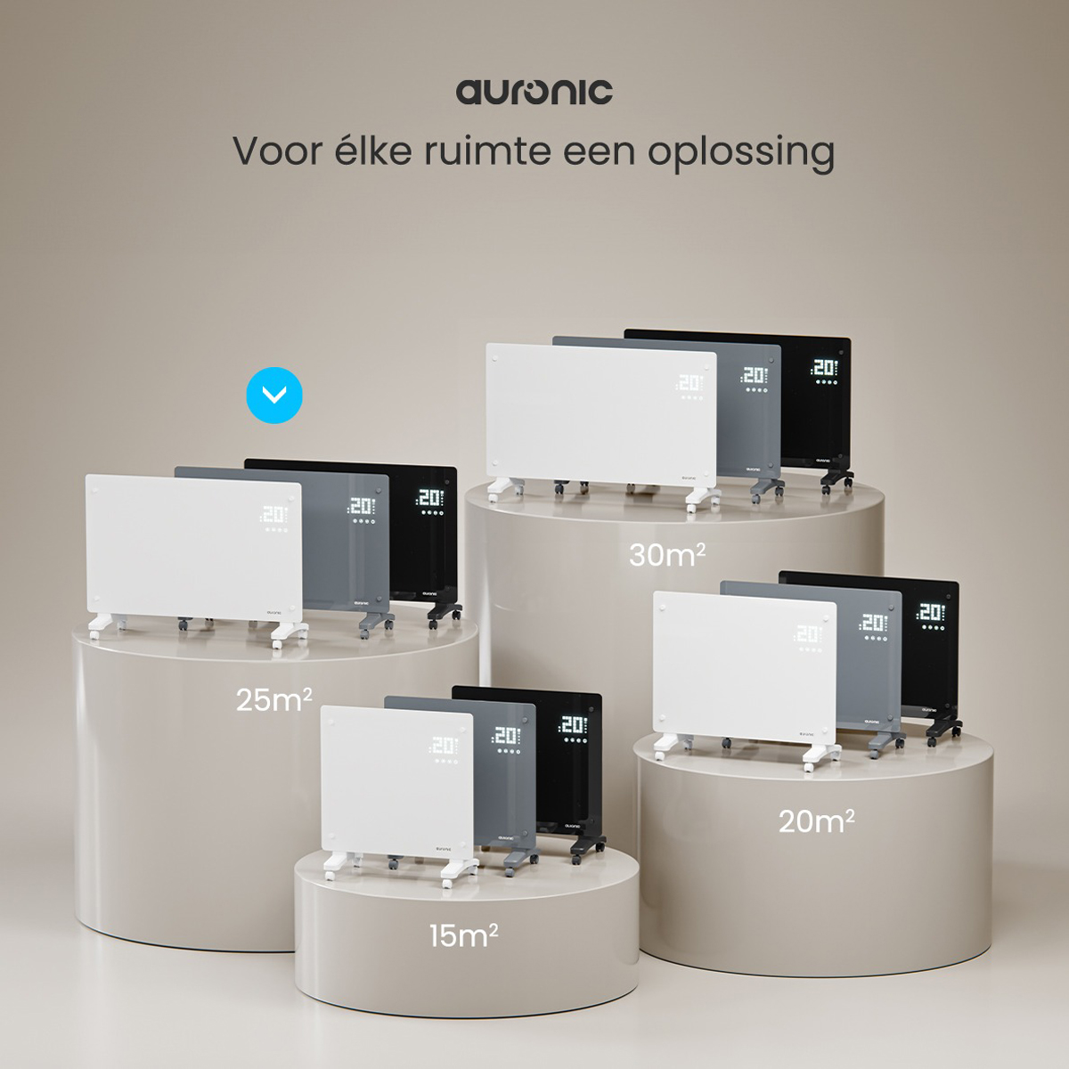 Auronic 2000 watt glazen paneelverwarming - Grey
