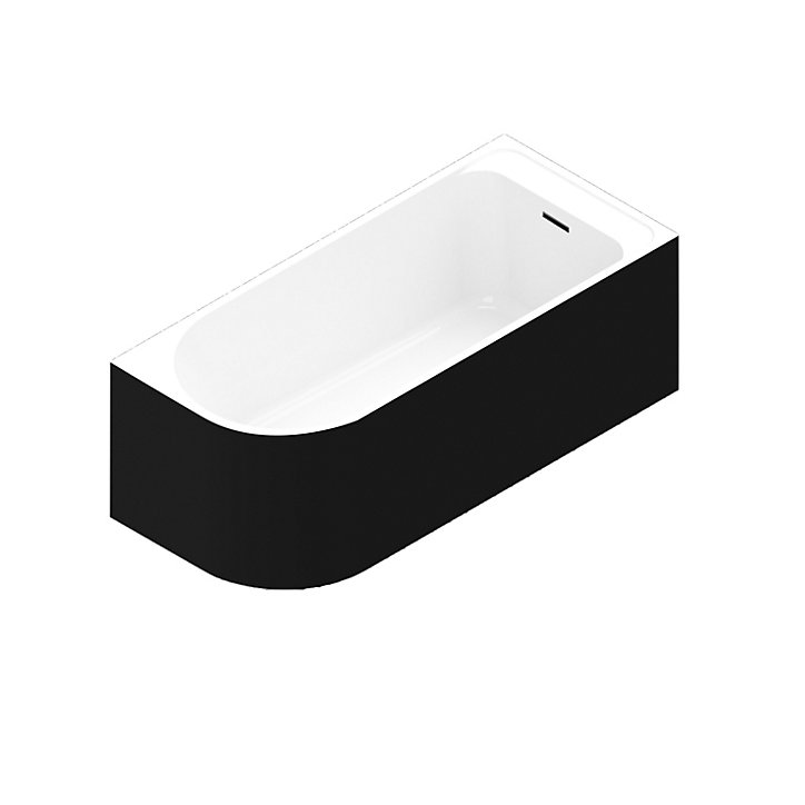 Baignoire adossée pour angle droit 170x75 cm Oguta noir mat