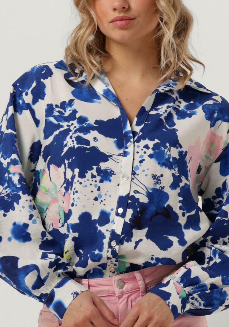 POM AMSTERDAM blauwe pom amsterdam blouse violet crane birds blue blouse