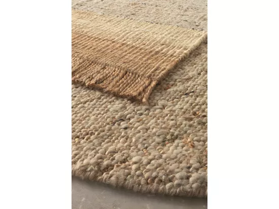 Tapis en jute et laine 120 cm diam.