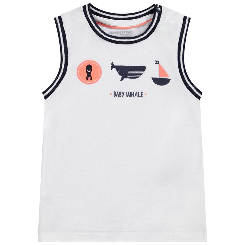 Débardeur en jersey puff print baleine pour bébé garçon - Blanc