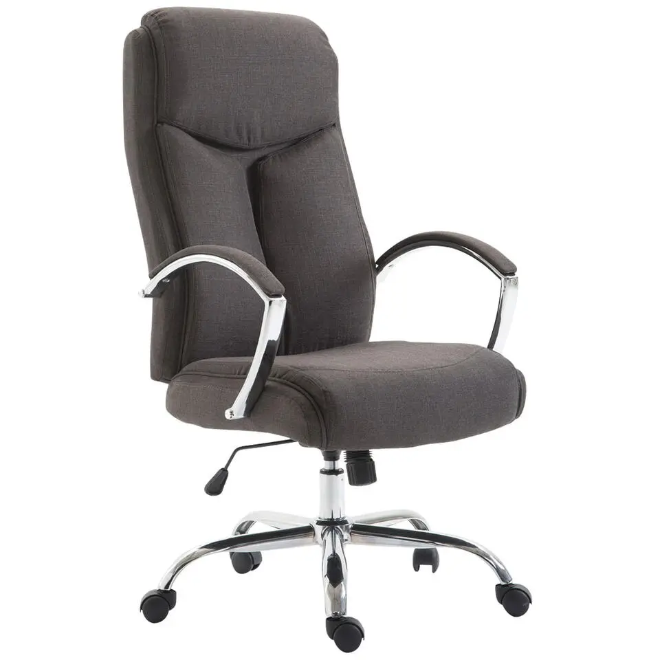 CLP Bureaustoel XL Vaud chroom Frame - Stof - donkergrijs