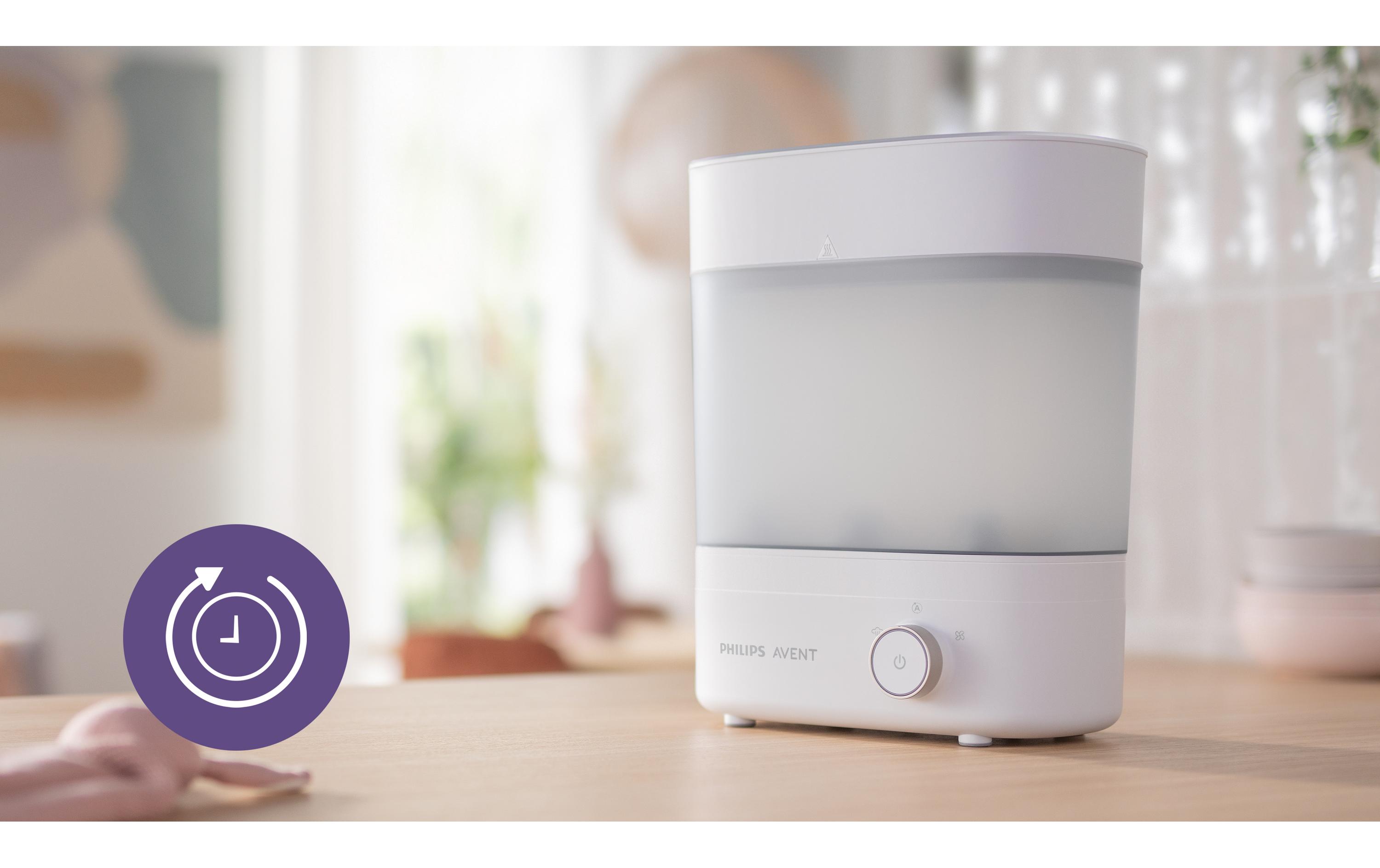 Elektrischer Sterilisator 3 in 1<br>Sterilisieren, Trocknen und Aufbewahren mit dem Sterilisator von Philips Avent