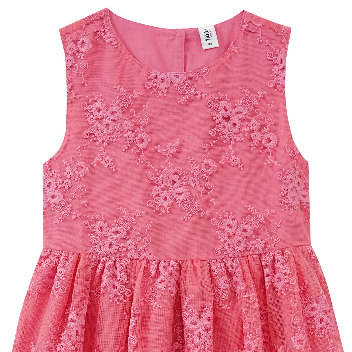 Yigga Mädchen Kleid mit Stickereien pink