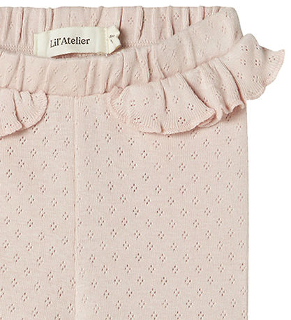 Lil' Atelier Leggings - NbfRachel - Peach Peitsche m. Lochmuster